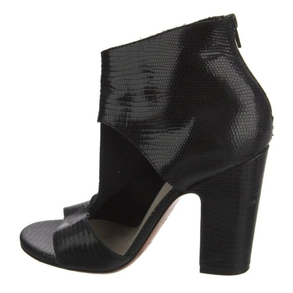Maison Martin Margiela Black Lizard Embossed Ankle Heels Size 39 US 8.5 Open Toe - Picture 4 of 16